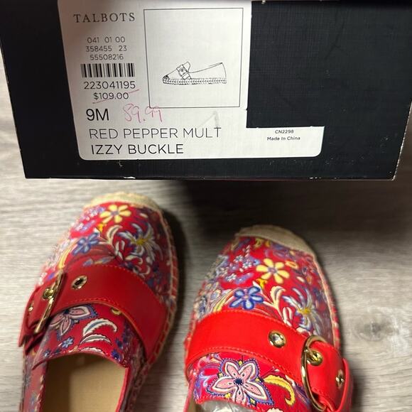 Talbots Red Pepper Izzy Buckle Espadrille Shoes - Picture 6 of 6